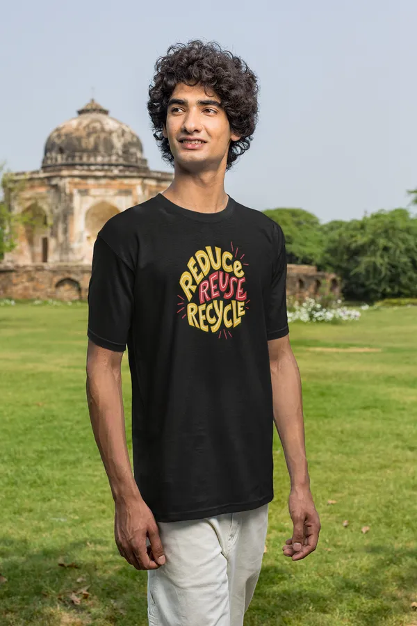 Reduce_Reuse_Recycle_Slogan_Black_Graphic_T-Shirt