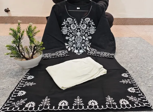 Embroidery_Black_Cotton_Kurta_Set_with_Palazzo_Pants