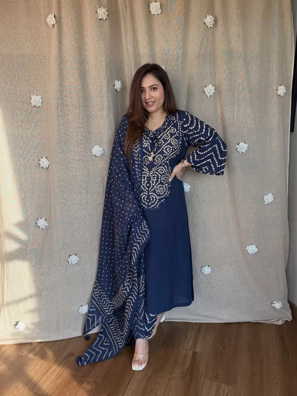 Navy_Blue_Bandhani_Printed_Kurta_Set_With_Dupatta