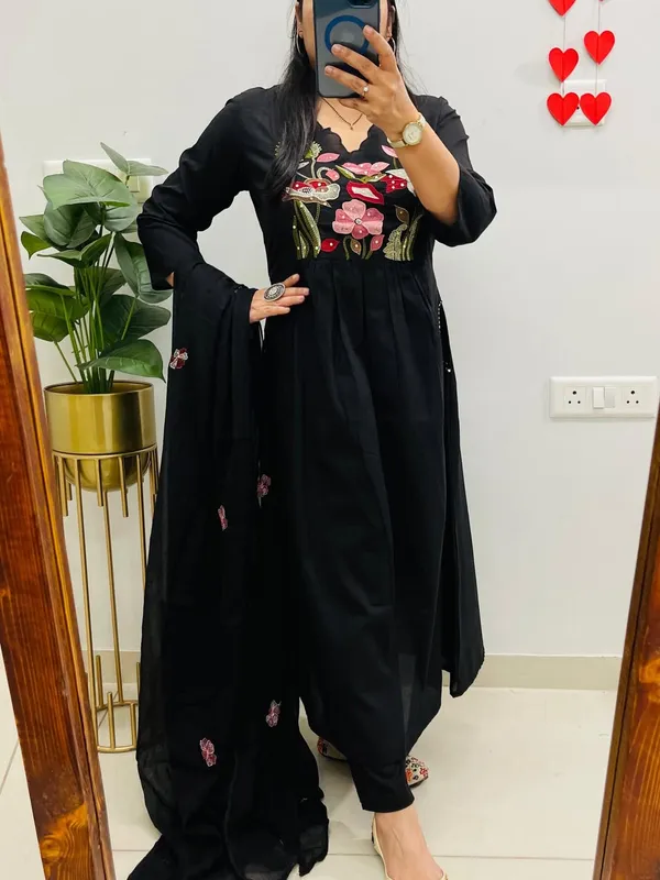 Black_Embroidered_Kurta_Set_With_Dupatta_Festive_Ethnic_Wear