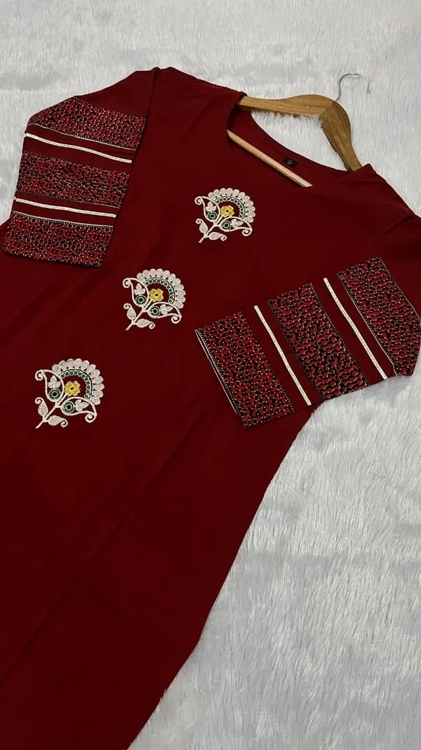 Red_Kurta_Set_With_Embroidered_Motifs_And_Printed_Dupatta