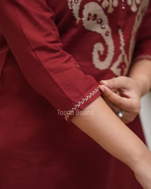 Maroon_Embroidered_Co-Ord_Set_for_Women_|_Elegant_Kurti_Pant_Set