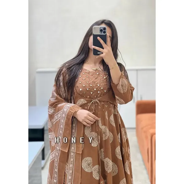 Beige_Cotton_Printed_Anarkali_With_Attached_Jacket_Detailing_With_Pants_And_Dupatta