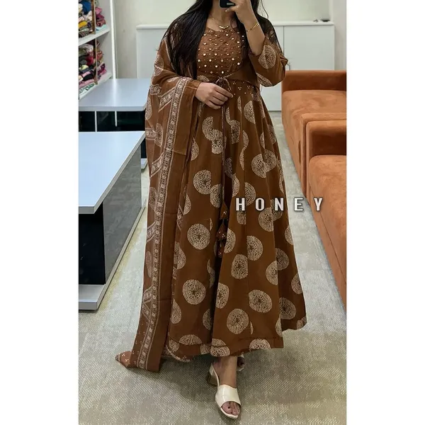 Beige_Cotton_Printed_Anarkali_With_Attached_Jacket_Detailing_With_Pants_And_Dupatta