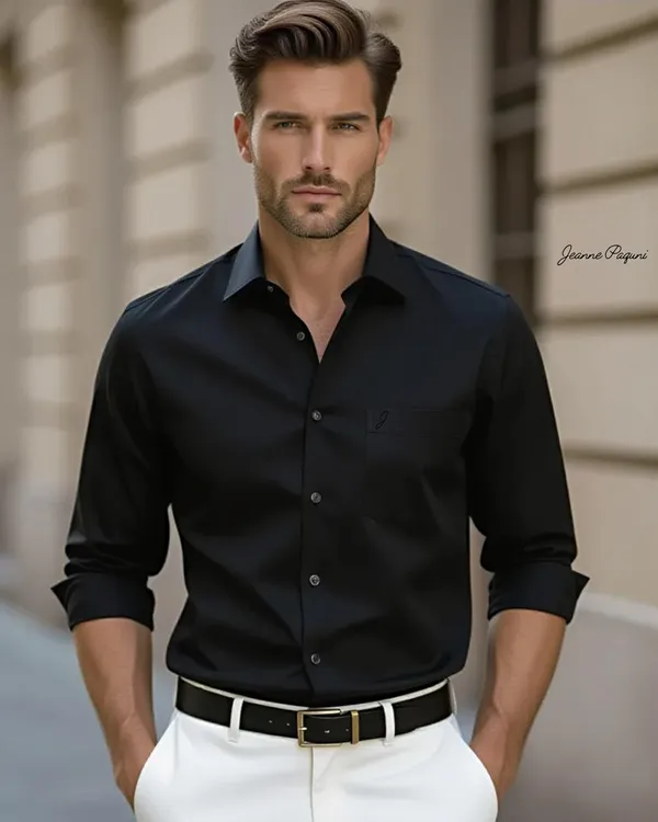 Jeanne_Paquin's_Premium_Kasturi_Cotton_Black_Colour_Shirt