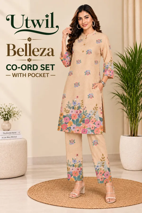 Utwil_Belleza_Women’s_Printed_Cambric_Kurta_Pant_Co-Ord_Set_with_Aloe_Vera_Soft_Finish