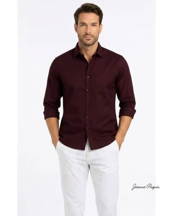 Jeanne_Paquin's_Premium_Kasturi_Cotton_Wine_Colour_Shirt