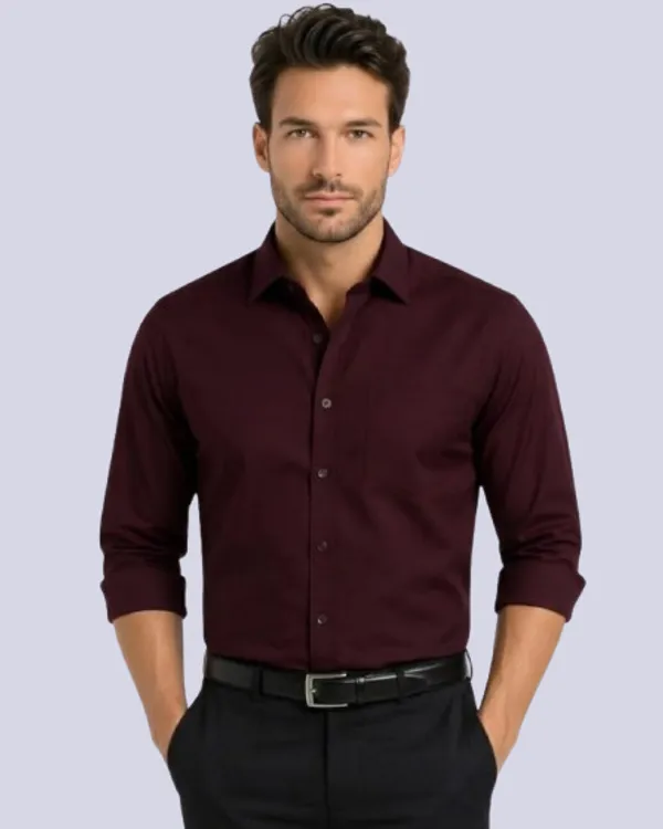 Jeanne_Paquin's_Premium_Kasturi_Cotton_Wine_Colour_Shirt