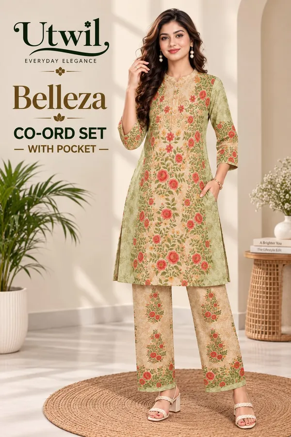 Utwil_Belleza_Women’s_Printed_Cambric_Kurta_Pant_Co-Ord_Set_with_Aloe_Vera_Soft_Finish