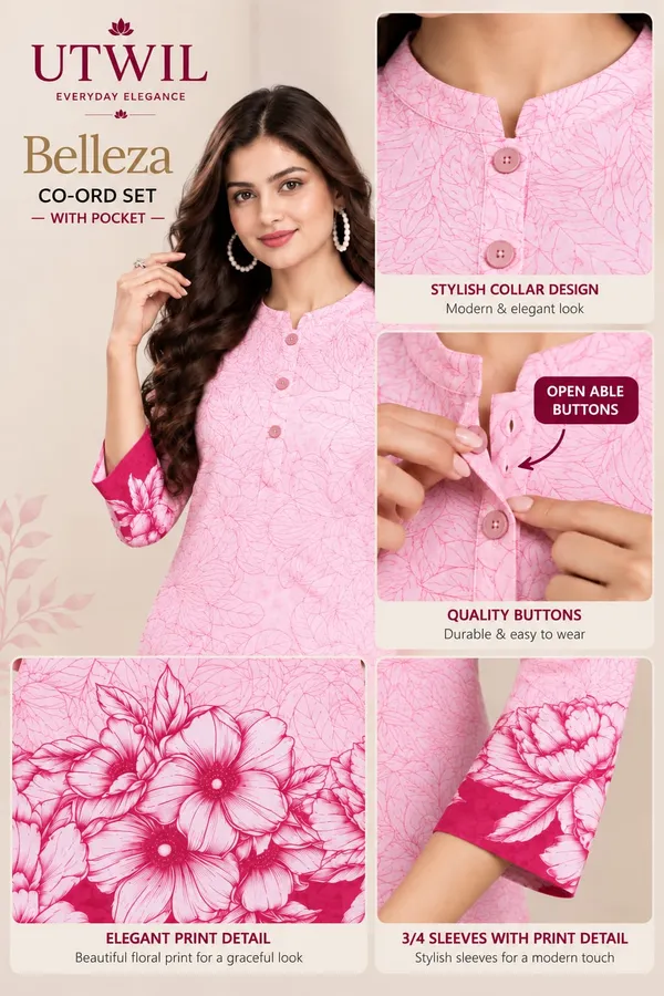 Utwil_Belleza_Women’s_Printed_Cambric_Kurta_Pant_Co-Ord_Set_with_Aloe_Vera_Soft_Finish