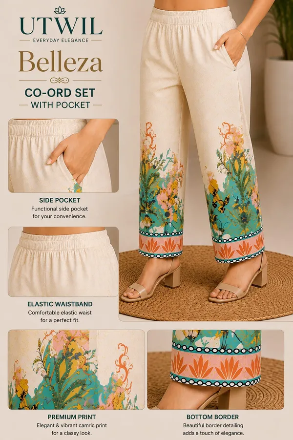 Utwil_Belleza_Women’s_Printed_Cambric_Kurta_Pant_Co-Ord_Set_with_Aloe_Vera_Soft_Finish