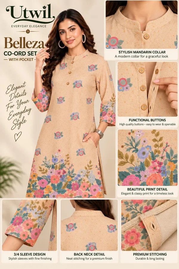 Utwil_Belleza_Women’s_Printed_Cambric_Kurta_Pant_Co-Ord_Set_with_Aloe_Vera_Soft_Finish