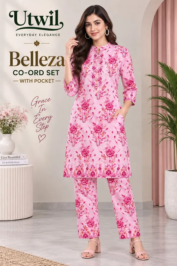 Utwil_Belleza_Women’s_Printed_Cambric_Kurta_Pant_Co-Ord_Set_with_Aloe_Vera_Soft_Finish