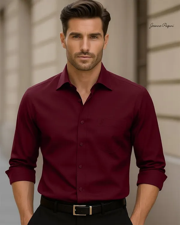 Jeanne_Paquin's_Premium_Kasturi_Cotton_Dark_Maroon_Colour_Shirt