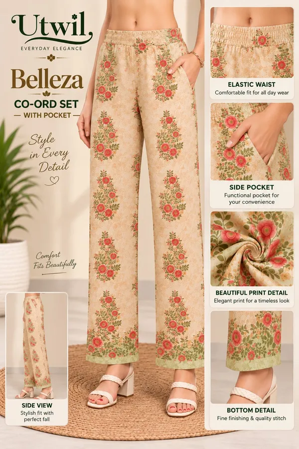 Utwil_Belleza_Women’s_Printed_Cambric_Kurta_Pant_Co-Ord_Set_with_Aloe_Vera_Soft_Finish