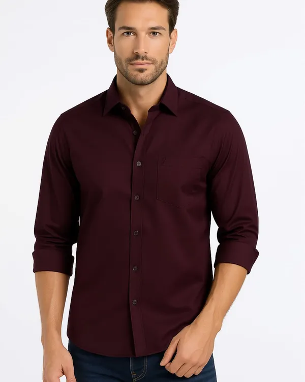 Jeanne_Paquin's_Premium_Kasturi_Cotton_Wine_Colour_Shirt