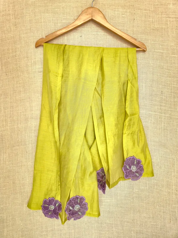 Olive_Yellow_Mul_Chanderi_Anarkali_Kurta_Set_With_Dupatta_For_Women