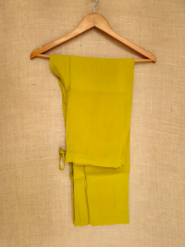 Olive_Yellow_Mul_Chanderi_Anarkali_Kurta_Set_With_Dupatta_For_Women