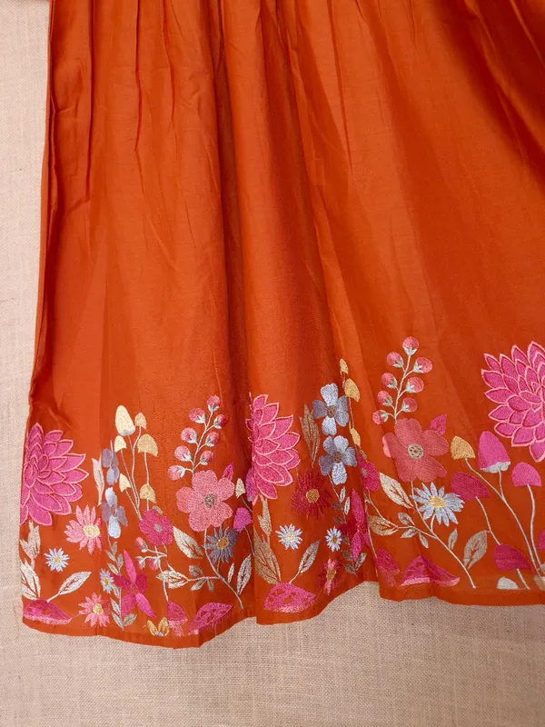 Rust_Orange_pure_Cotton_Anarkali_Kurta_Set_With_Dupatta_For_Women