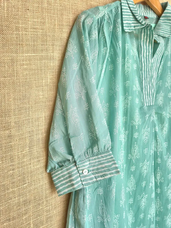 Mint_Green_pure_Mul_Cotton_with_hand_block_print_Co-Ord_Set_For_Women_with_matching_inner