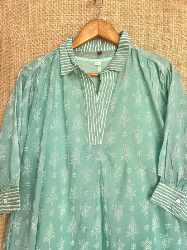 Mint_Green_pure_Mul_Cotton_with_hand_block_print_Co-Ord_Set_For_Women_with_matching_inner