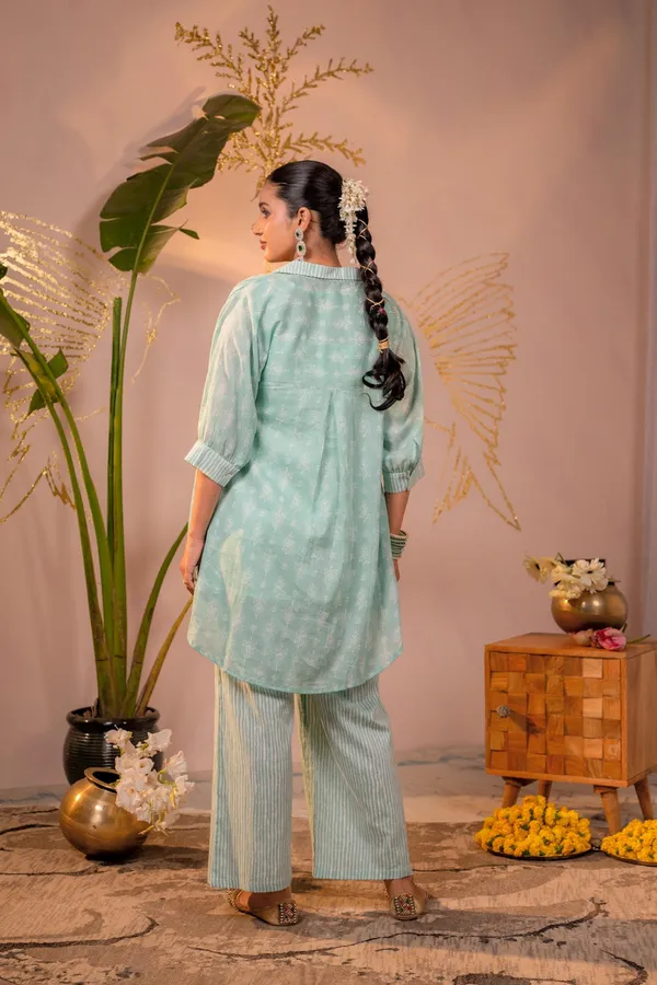 Mint_Green_pure_Mul_Cotton_with_hand_block_print_Co-Ord_Set_For_Women_with_matching_inner