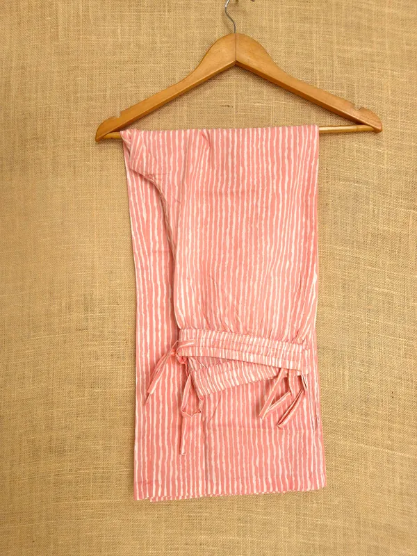 Peach_Pink_pure_Mul_Cotton_with_hand_block_print_Co-Ord_Set_For_Women_with_matching_inner