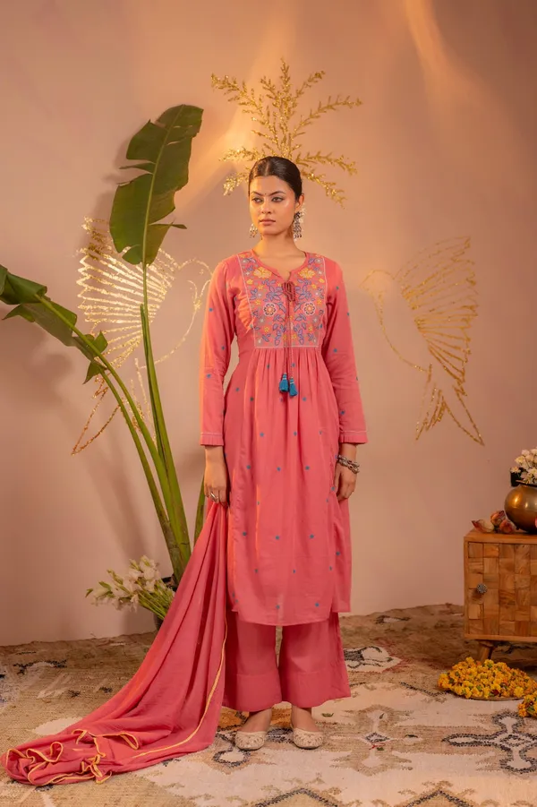 Summer_Pink__Mul_Cottoni_Kurta_Set_With_Dupatta_For_Women