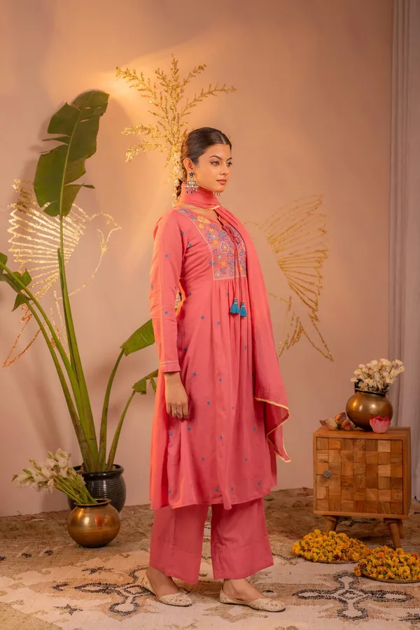Summer_Pink__Mul_Cottoni_Kurta_Set_With_Dupatta_For_Women