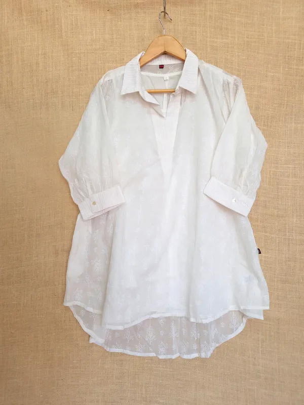Summer_White_pure_Mul_Cotton_with_hand_block_print_Co-Ord_Set_For_Women_with_matching_inner