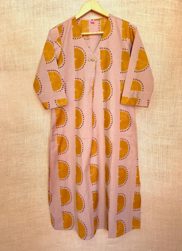 Khakhi_Or_Light_Brown_pure_Cotton_Kurta_Set_For_Women