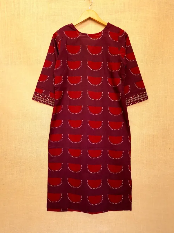 Dark_Wine_pure_Jaipuri_Cotton_hand_block_Kurta_Set_With_Dupatta_For_Women