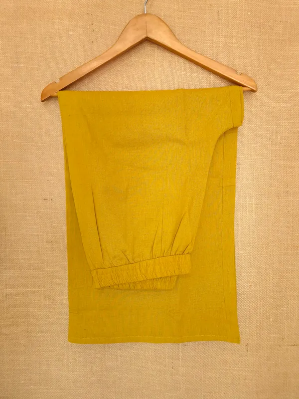 Yellow_Mustard_pure_Cotton_Kurta_Set_For_Women_with_real_mirror_work