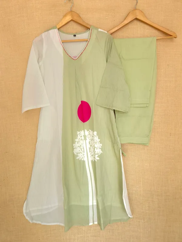 Pastel_Green_pure_Cotton_Printed_Kurta_Set_For_Women