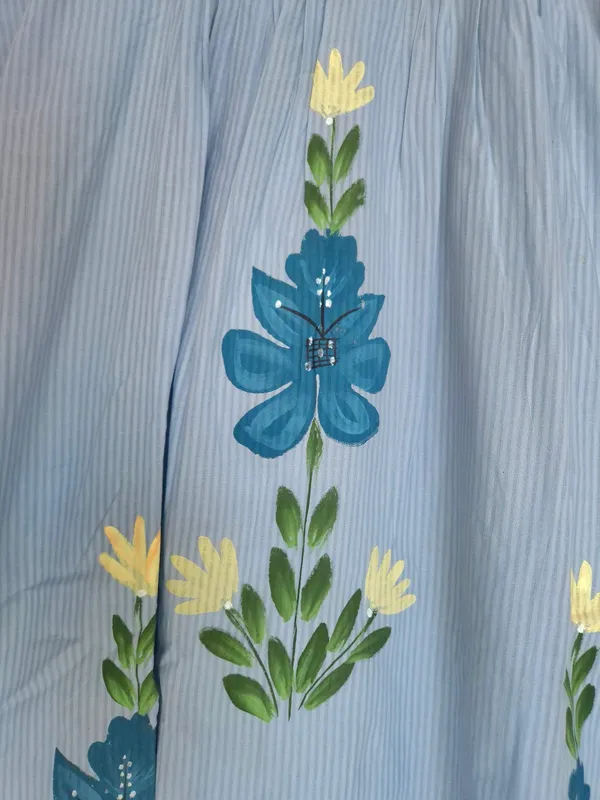Light_Blue_pure_Cotton_Hand_Painted_Kurta_Set_For_Women