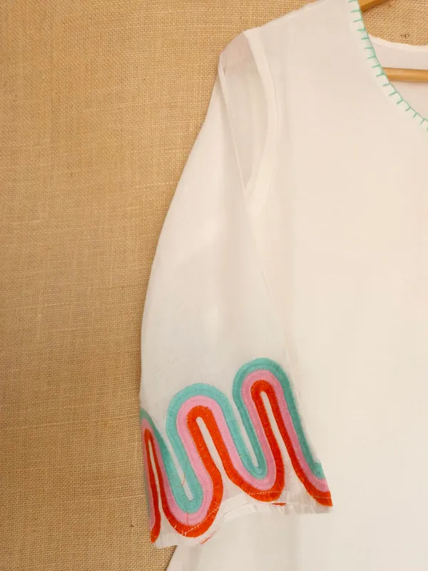 White_pure_Cotton_mul_embroidery_of_pastel_colours_Co-Ord_Set_For_Women_