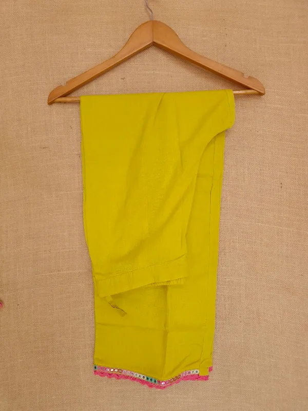 Lime_Yellow_Mul_Cotton_Kurta_Set_With_Dupatta_For_Women