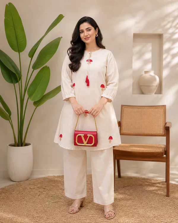 Cream_White_Flax_Cotton_Embroidered_mushroom_Kurta_Set_For_Women