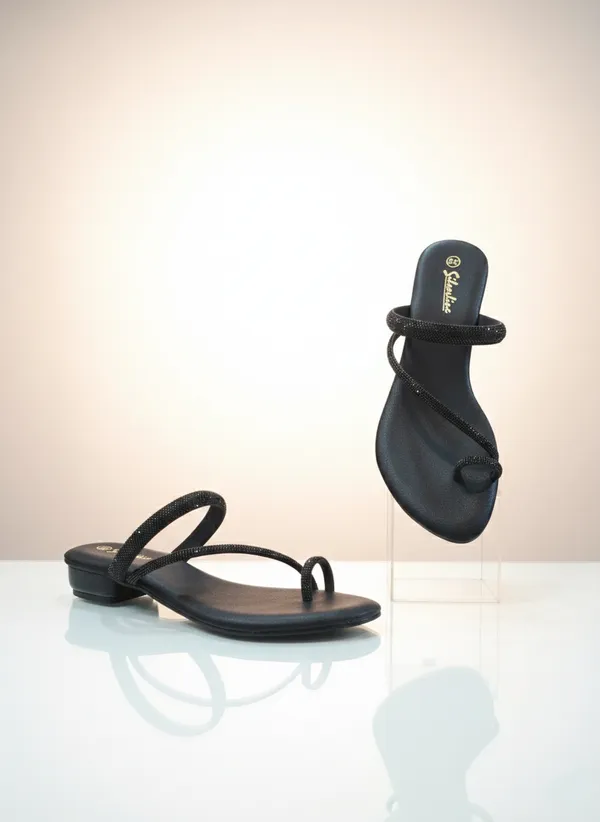 Black_Polyurethane_Premium_Sandals_For_Women