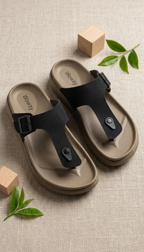 Black_Polyurethane_Premium_T-Strap_Sandals_For_Men