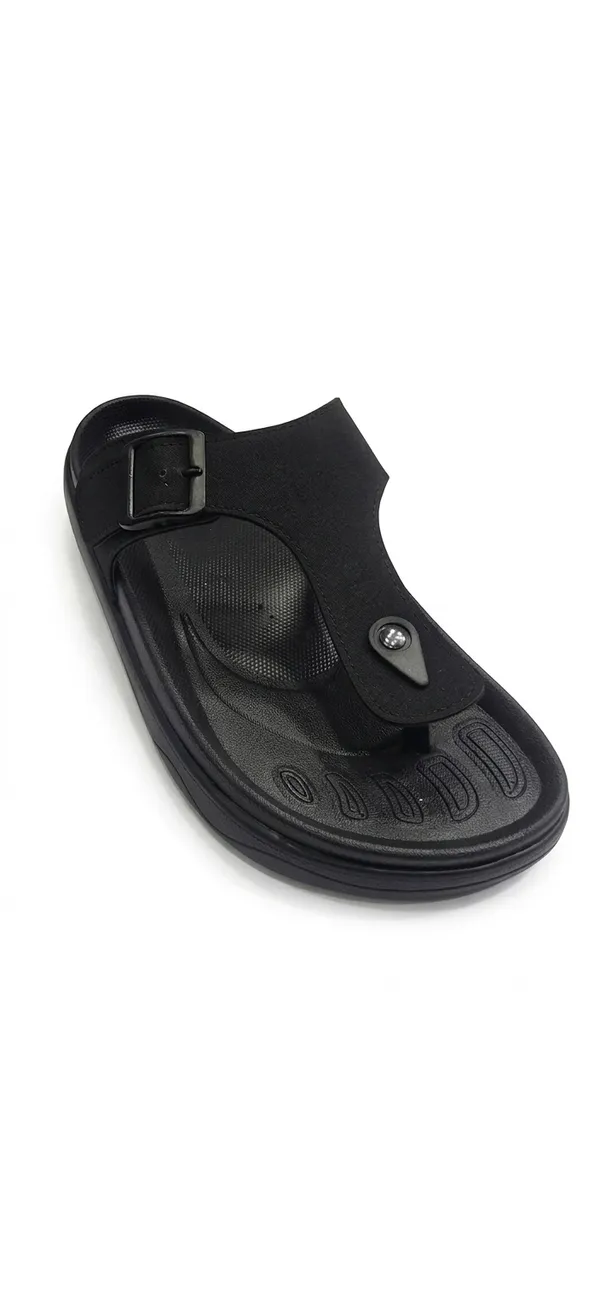 Black_Polyurethane_Premium_T-Strap_Sandals_For_Men