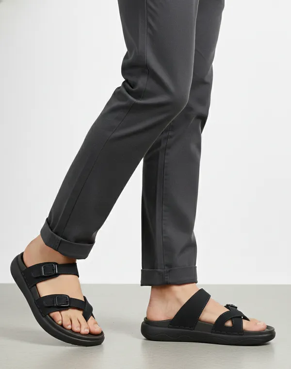 Black_Polyurethane_Premium_Sandals_For_Men