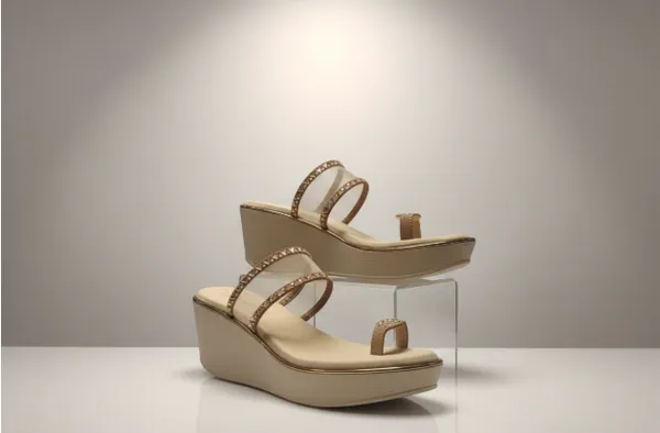 Cream_Polyurethane_Premium_Wedge_Sandals_For_Women
