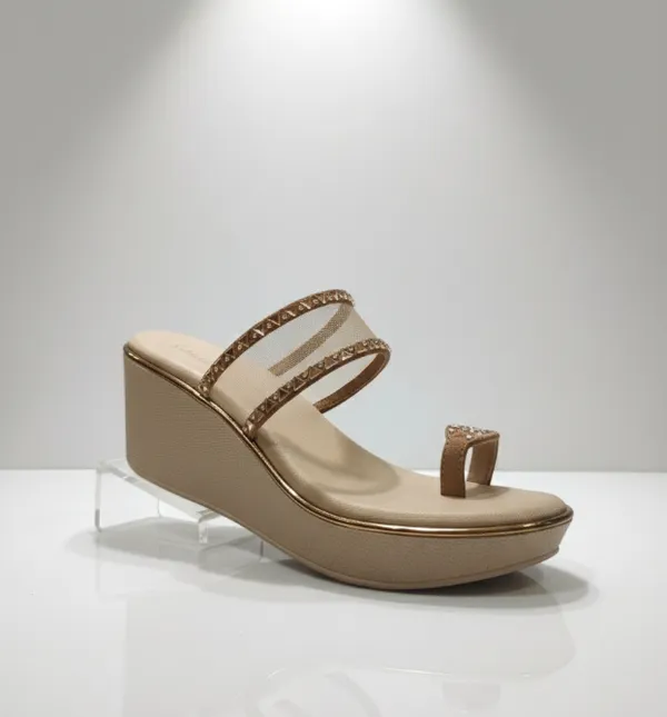Cream_Polyurethane_Premium_Wedge_Sandals_For_Women