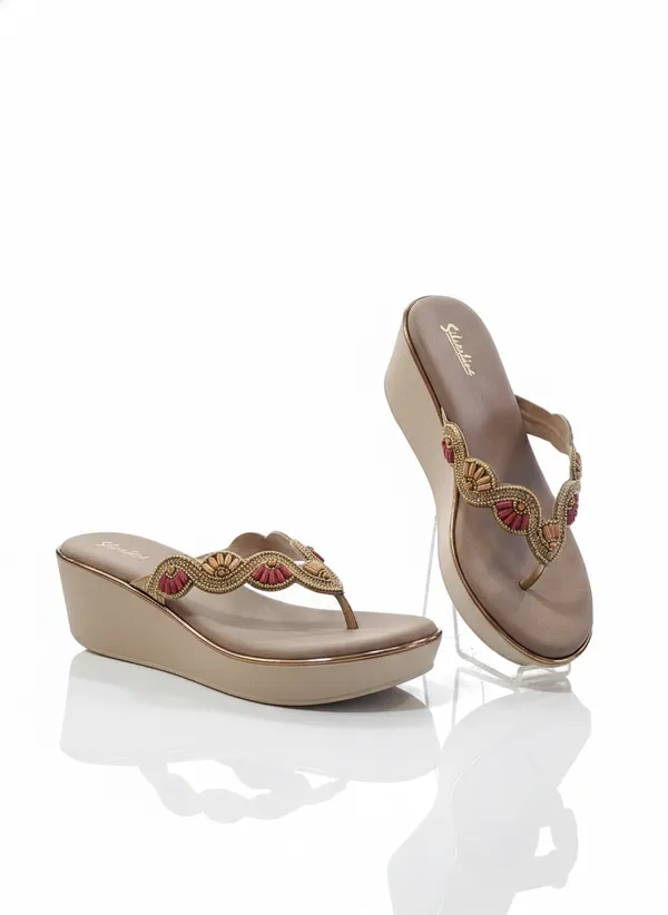 Cream_Polyurethane_Premium_Wedge_Sandals_For_Women