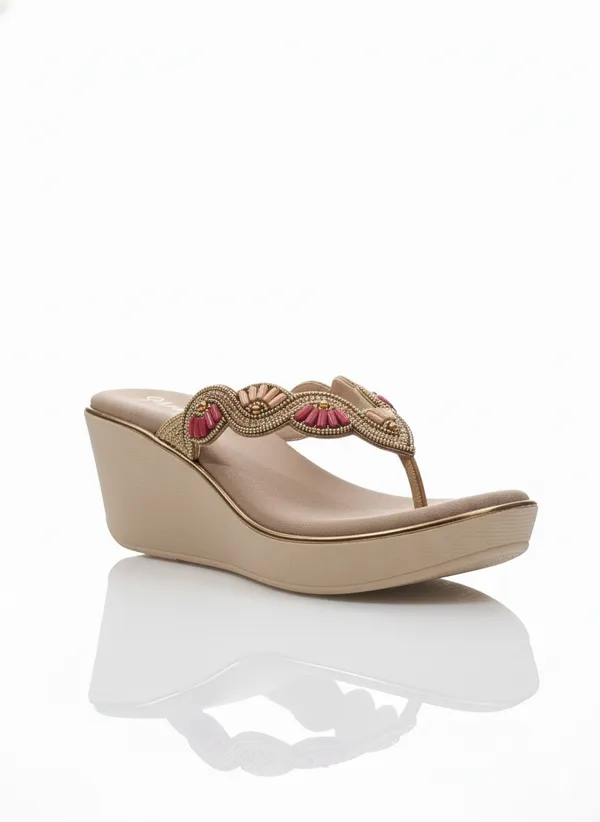 Cream_Polyurethane_Premium_Wedge_Sandals_For_Women