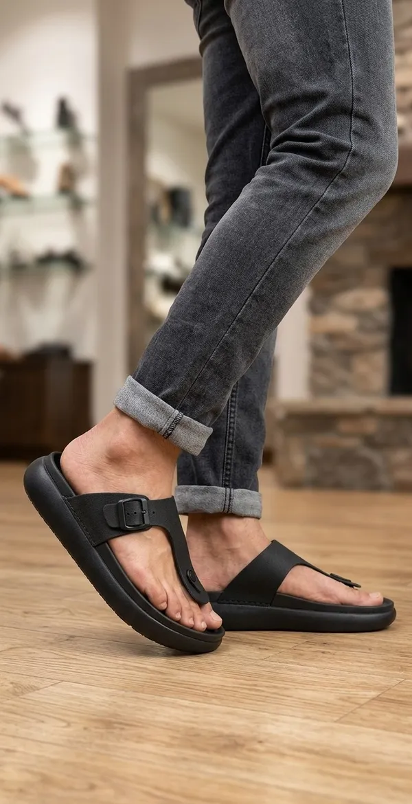 Black_Polyurethane_Premium_Thong_Sandals_For_Men