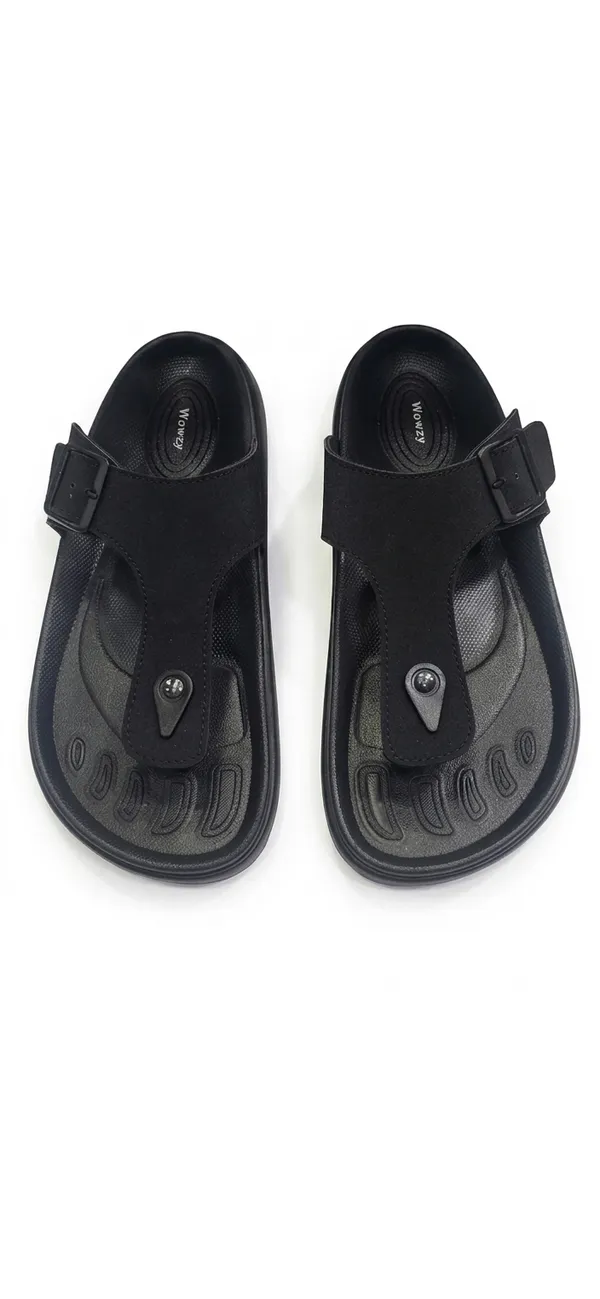 Black_Polyurethane_Premium_T-Strap_Sandals_For_Men