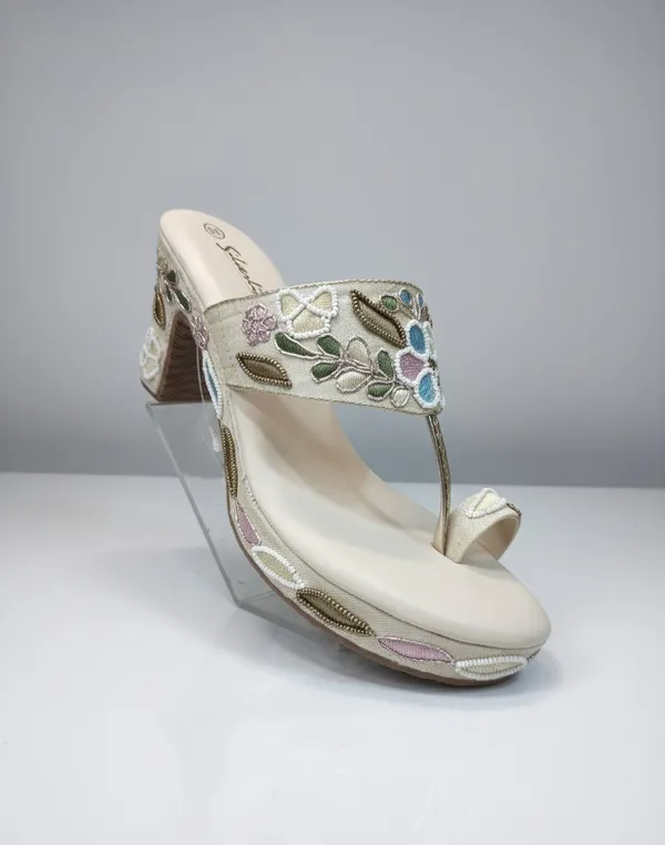 Cream_Polyurethane_Premium_Kolhapuri_Sandals_For_Women