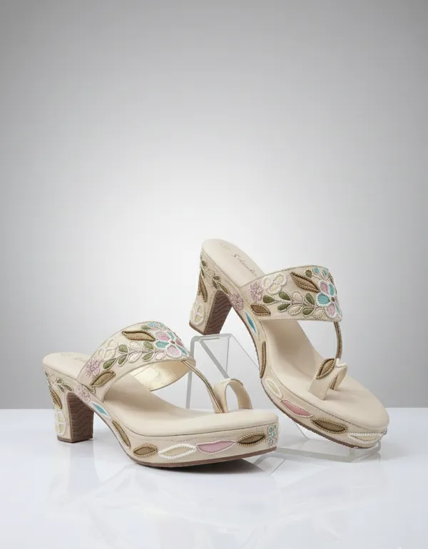 Cream_Polyurethane_Premium_Kolhapuri_Sandals_For_Women